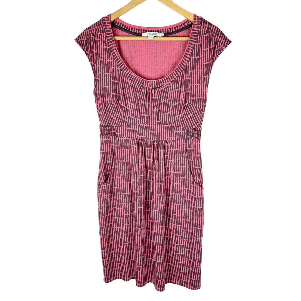 Boden Weekend Jersey Knit Pocket Dress Pink Geometric Print Size 10 UK 6 US
